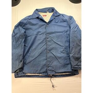 Coleman Blue Nylon Cotton Lined Coach Jacket Men's Large Vintage Windbreaker